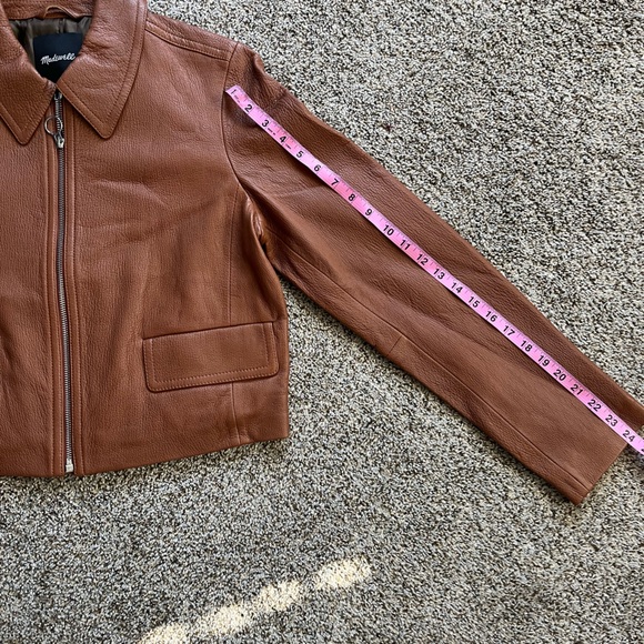 Madewell NWT shrunken zip-front leather jacket in cedar - Picture 4 of 11